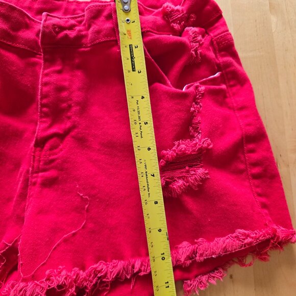 Womens Red Cut Off Size XL Denim Jean Shorts Shein Extra Large - Picture 6 of 6